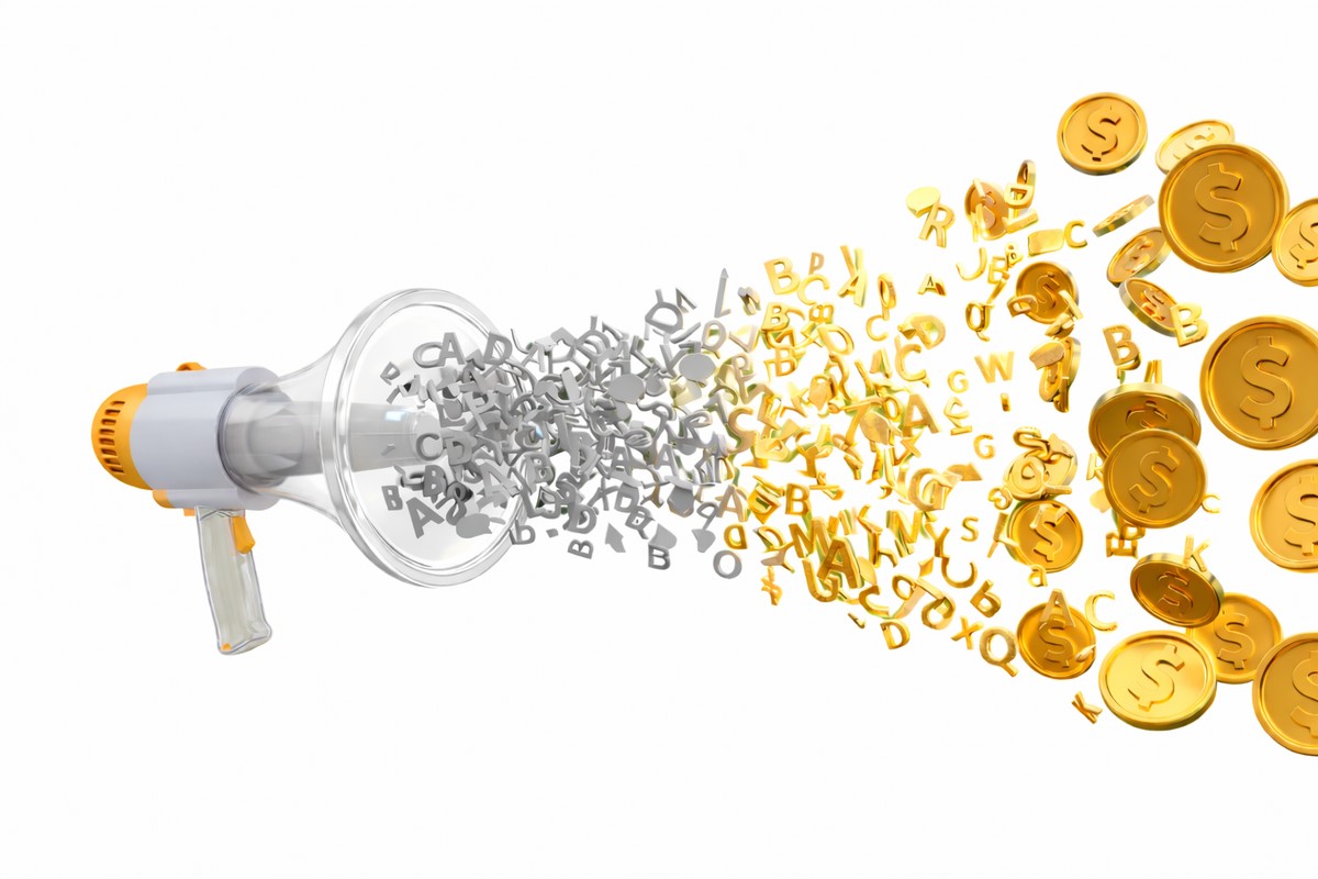 megaphone with coins